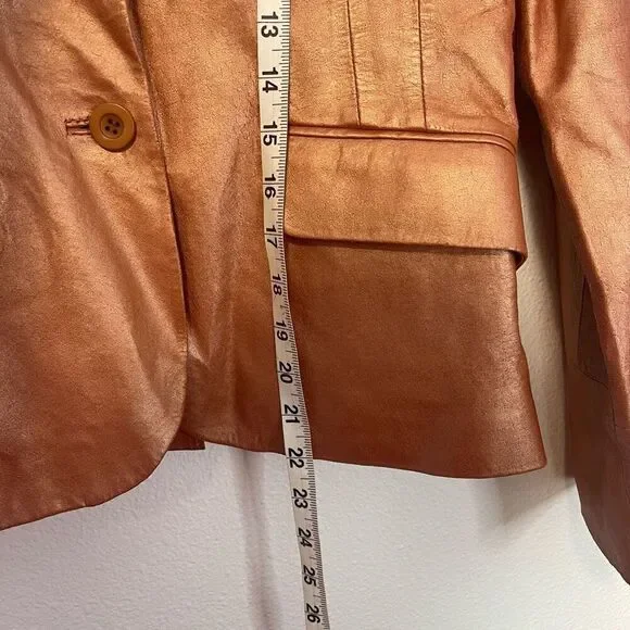 Vintage In Suede Metallic Cooper Leather Jacket Size Medium - Picture 5 of 8